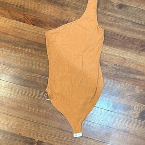 One-Shoulder Kids One Piece in Tan